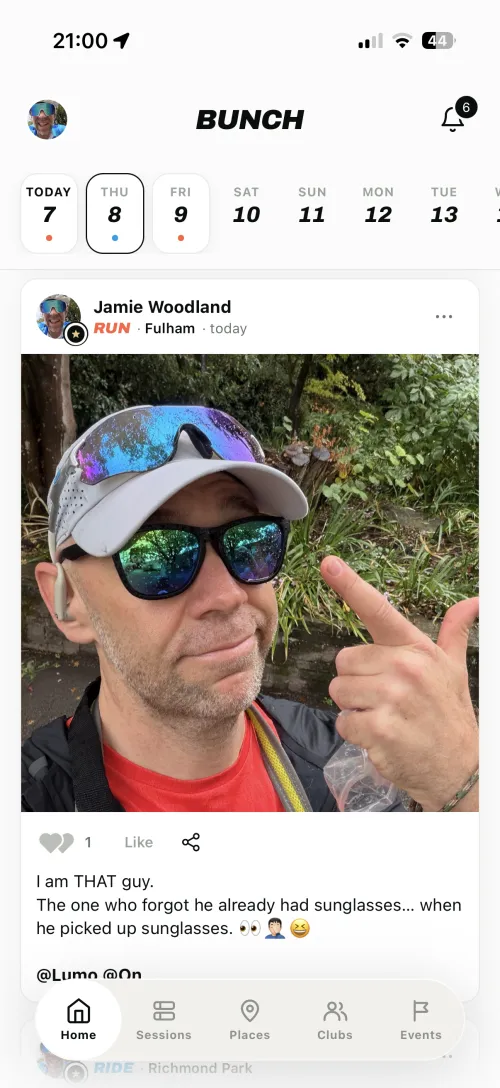 A photo post on the BUNCH home feed